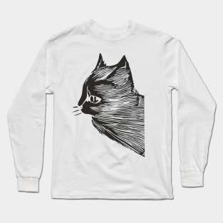 Cat sketch black print Long Sleeve T-Shirt